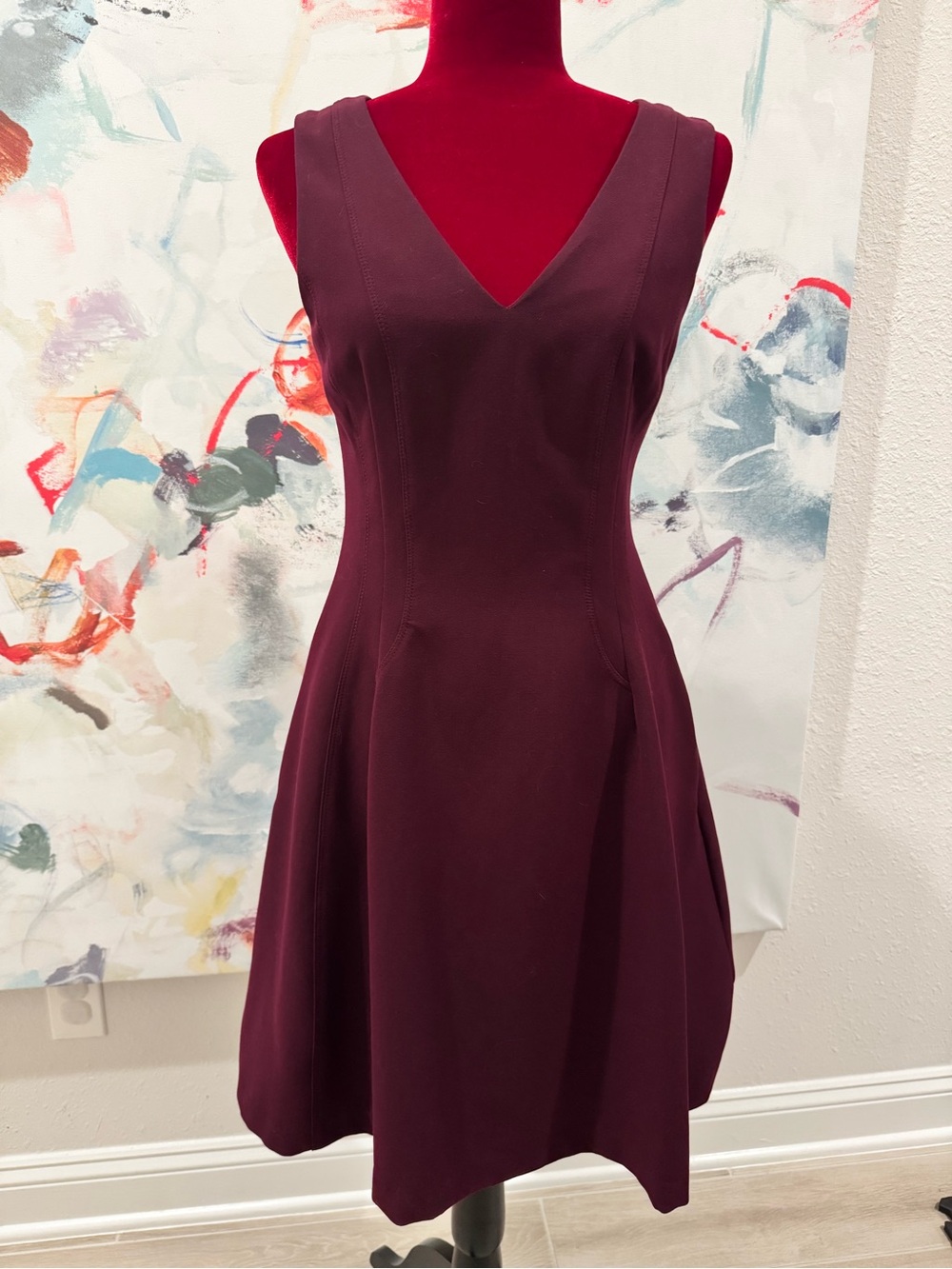 Banana Republic Sleeveless Fit-and-Flare Dress in Burgundy